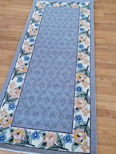 Brand NewTags Beautiful Handmade Blue Gray Wool Hook Rug Runner 2'6x8' MSRP $785