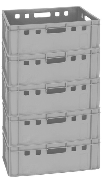 5 Lagerkiste Transportkiste Kiste Einkaufskiste Box 60x40x20 cm grau Gastlando 5 Lagerkiste Transportkiste Kiste Einkaufskiste Box 60x40x20 cm grau Gastlando