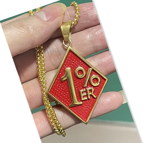 Men‘s Stainless Steel 1% er One Percent Outlaw Motorcycle Biker Pendant Necklace - Picture 2 of 11