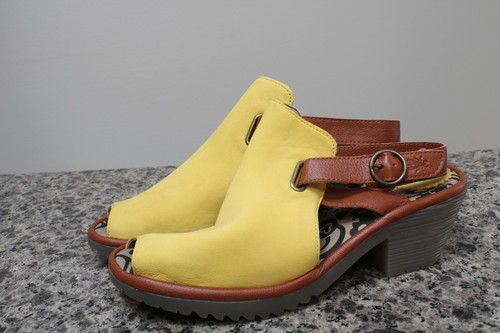 FLY London - Leather Heeled Sandals - Wena - Yellow Tan - EU 39 US 8 - 8.5 - Picture 7 of 11