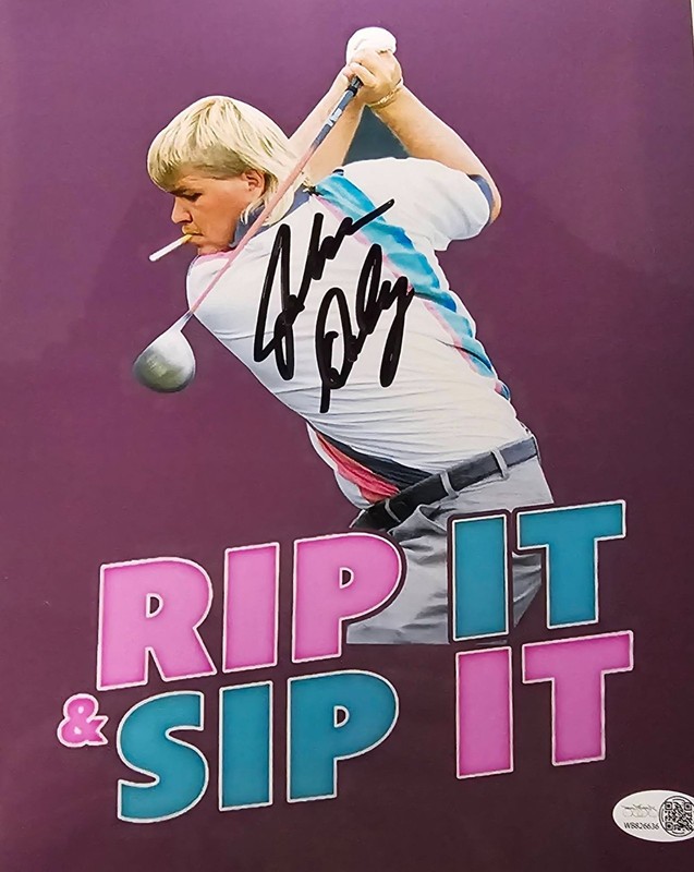 John Daly SIGNED 8x10 Color Photo  w/JSA COA & Hologram- PGA LEGEND METALLIC