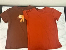 Shein Women's T-shirts Size M Lot Of 2 Orange Brown Sloth Pullover Tees