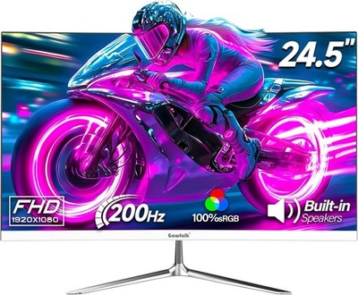 Gawfolk 24,5 Zoll Gaming Monitor mit Lautsprechern, 200 Hz PC Bildschirm FHD