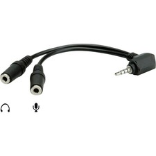 Image of Roline 11.09.4441 Audio/phono Adapter Jack 3.5 mm Plug to 2x Socket Black