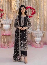 Fancy New Heavy Faux Georgette Salwar Kameez And Black Dupatta For Wedding Wear