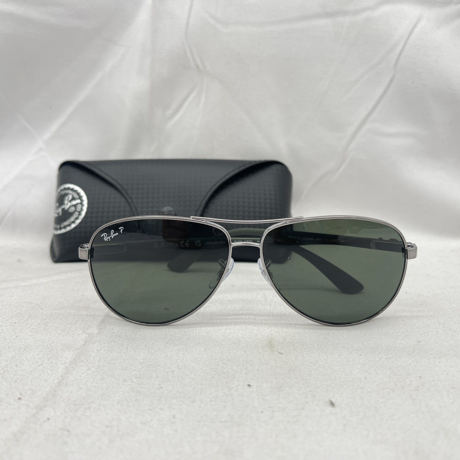 Ray Ban Mens Carbon Fiber Polarized Plus Aviator Sunglasses RB8313 Gunmetal