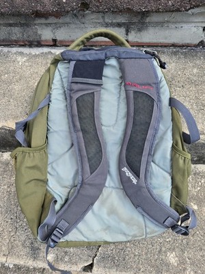 Jansport '90s Black/ Army Olive Green 100% Nylon Hiking Backpack