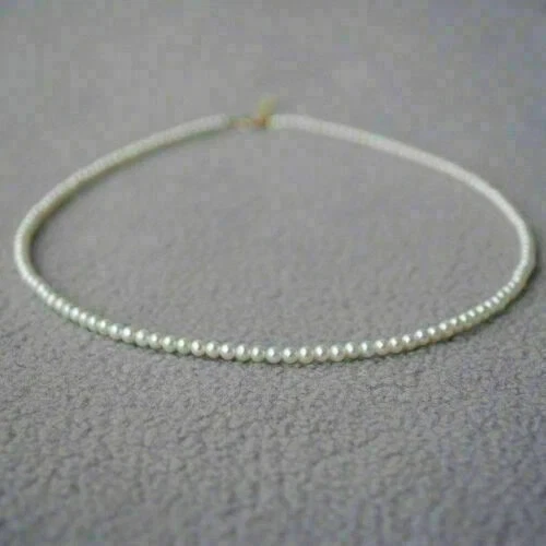 mini AAAA 4-5mm ROUND Akoya White pearl Necklace 18inch 14k Gold clasp - Picture 1 of 3