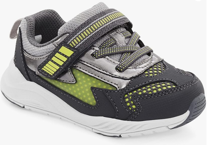 Stride Rite Boys Lighted Cosmic Light-Up Sneaker, Grey/Neon,