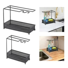 Kitchen Sink Organizer Dish Soap Brush Rack Drainer Sponge Holder Dishcloth Rack