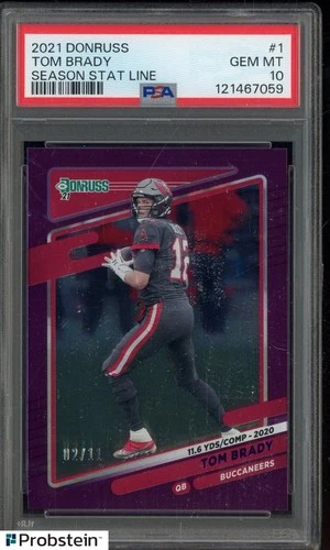 2021 Donruss Season Stat Line #1 Tom Brady Buccaneers 2/11 PSA 10 GEM MINT