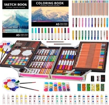 KINSPORY Art Set, 139 Pack Painting Drawing Supplies Kit with 2 Pink