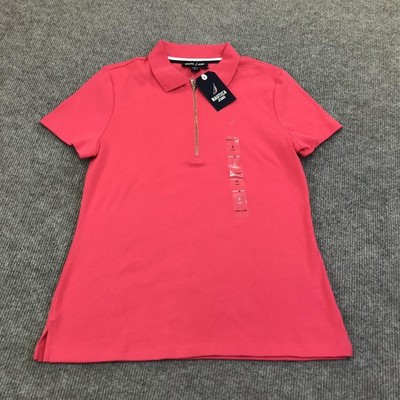 Nautica Jeans Shirt Womens Small Pink Half Zip Polo Tunic Top Summer NWT