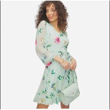 WHBM Floral Burnout Godet Midi Dress Fairy Whimsical Pastel Wedding Women 18