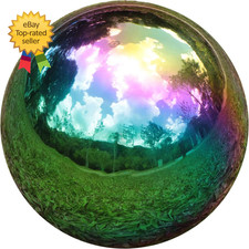 Rainbow Gazing Globe Mirror Ball 3 Inch Stainless Steel Outdoor Sphere Ornament