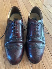 BOSTONIAN Crown Windsor Full Brogue Style Oxford, Size 9.5 Burgundy Leather