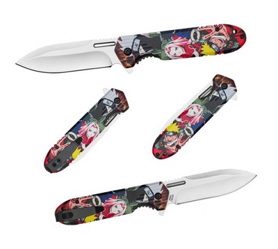 8  Naruto Team 7 3-D Printed Graphic Spring Assisted Pocket Knife w/clip
