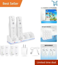 4-in-1 Charging Station for Wii Wii U Remote Rechargeable Batteries Kit
