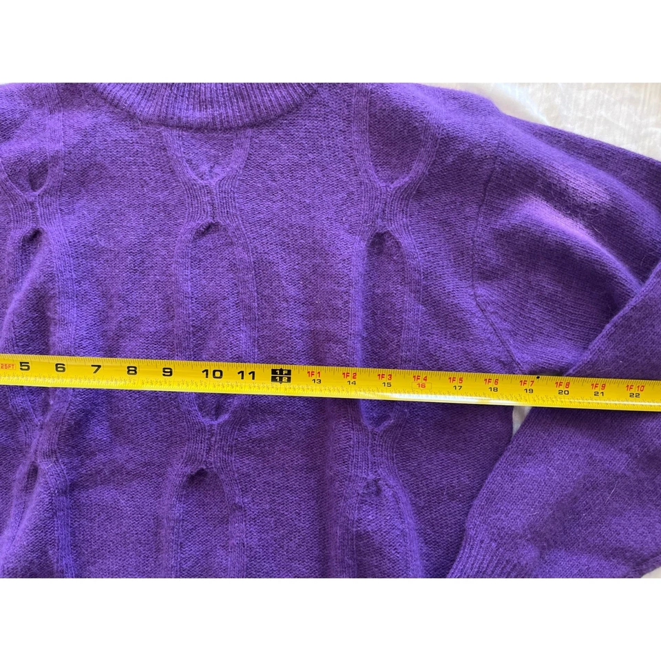 Suéter Cristal Kobe Púrpura Tejido con Cable Cuello Simulado Angora Conejo Mezcla de Cabello L G Foto 3 de 4