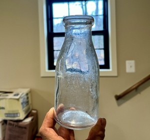 Very Early Blown In Mold Cap Seat Milk Bottle Blank Slug Plate 1890s Era Nice