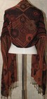 Tapestry Reversible Burnt Orange Wrap w/ Crinkle Segments 81" Long, Fringed — photo 10