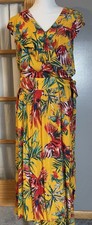 Sofia Vergara Floral Wrap Blouson Dress 3X Maxi Side Tie Red Green Boho Tropical