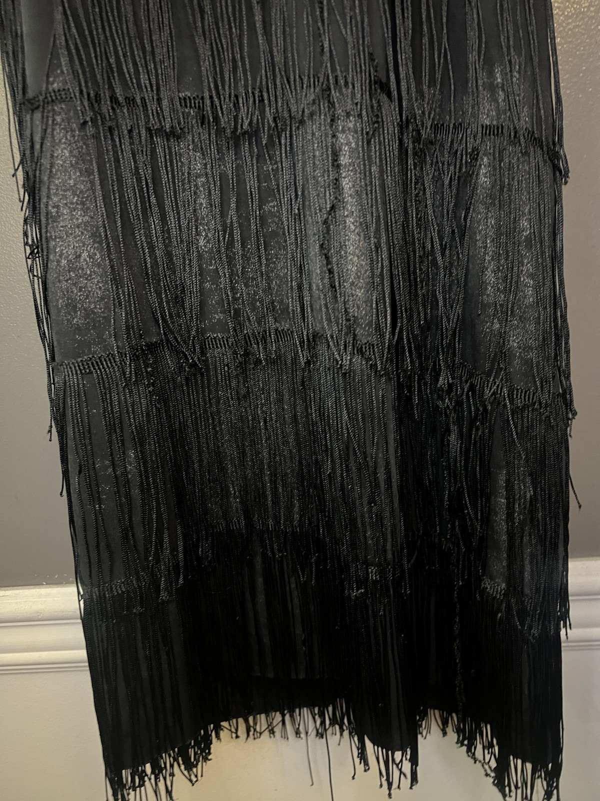CostumesUSA Dress Womens Extra Large Black 20s Flapper Fringe Tassel Sequin
