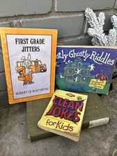 Lot Of 3 Vintage Children  s Books Softcover Halloween, Joke Book And First Grade