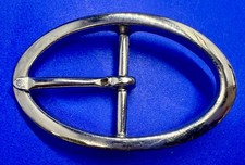 Oval Center Bar Single Prong Silver Color Vintage Belt Buckle for 1.25" Belt