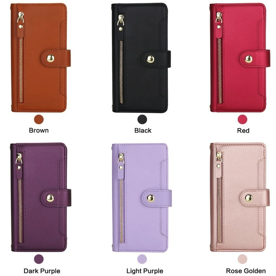 Shockproof Zipper Wallet Card Case Leather Flip Cover For Samsung Galaxy S25FE - Image 2 of 4