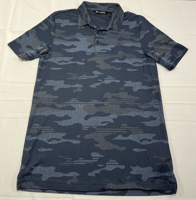 Travis Mathew Beachside Stealth Golf Polo Blue Camouflage Camo Men s Medium