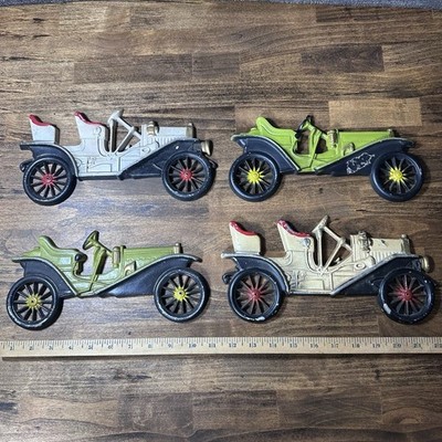 Vintage Set of 4 Midwest Products Cast Aluminum Classic Cars Plaques Wall Decor