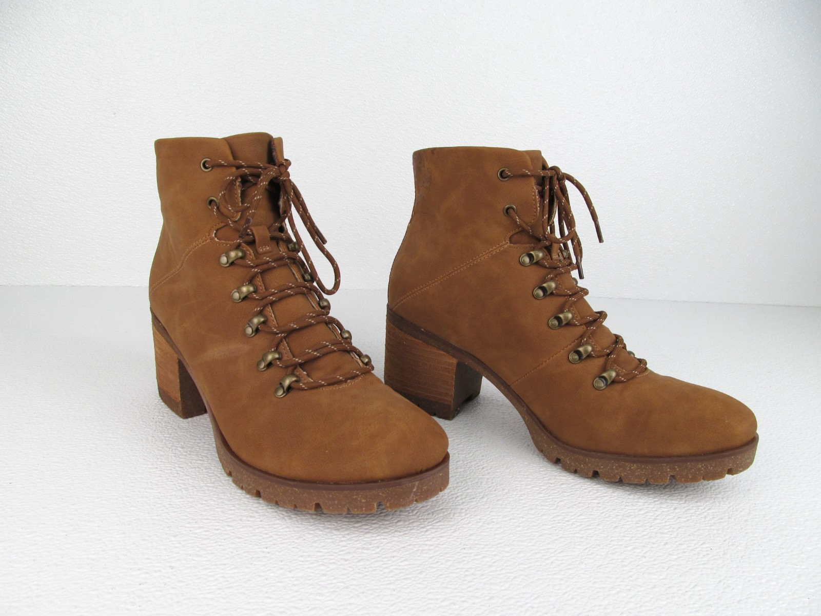 SAOLA Stivali da combattimento Korks Erica marroni ecopelle stringati suola a strappo donna taglia 11 M