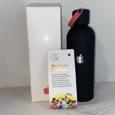 Apple Eat Well Challenge Stainless Steel Water Bottle Black and  coral