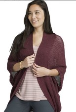 Prana Lima Cardigan Women  s M Burgundy Red Open Knit Outdoor