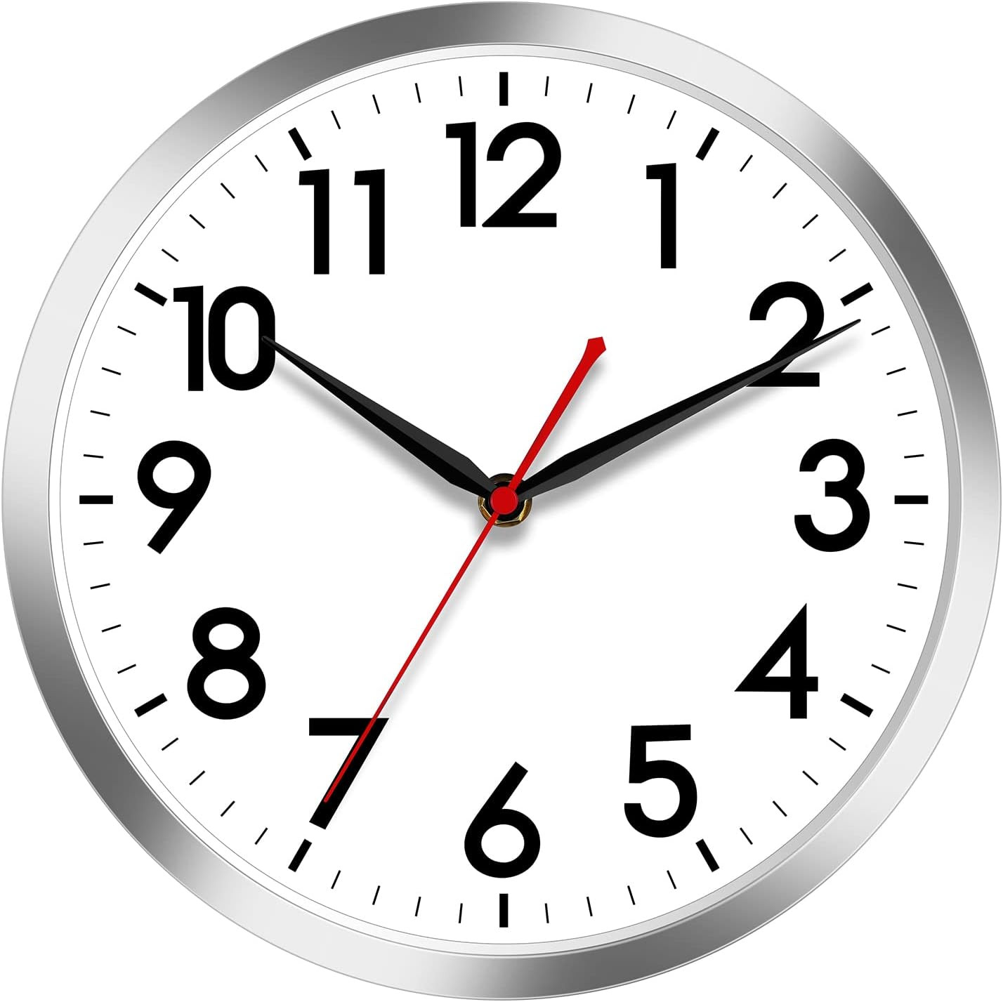 Atomic Black Wall Clock Analog Clocks for Indoor Kitchen, Battery Operated Clock