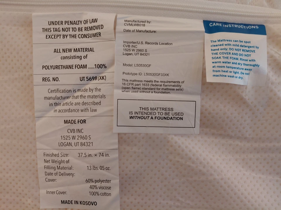 Colchón de espuma viscoelástica de gel Linenspa de 5 pulgadas - Firme - Doble. Certificado CertiPur. Foto 3 de 3