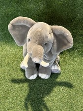 FAO Schwarz Plush Elephant Stuffed Animal 21" long 13" tall Grey