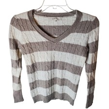Loft Wool Blend V-Neck Cable Knit Sweater, XSP