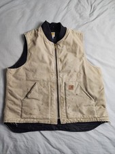 Carhartt Quilted Lined Canvas Vest Mens Size 2XL Tall Beige Workwear V02 266