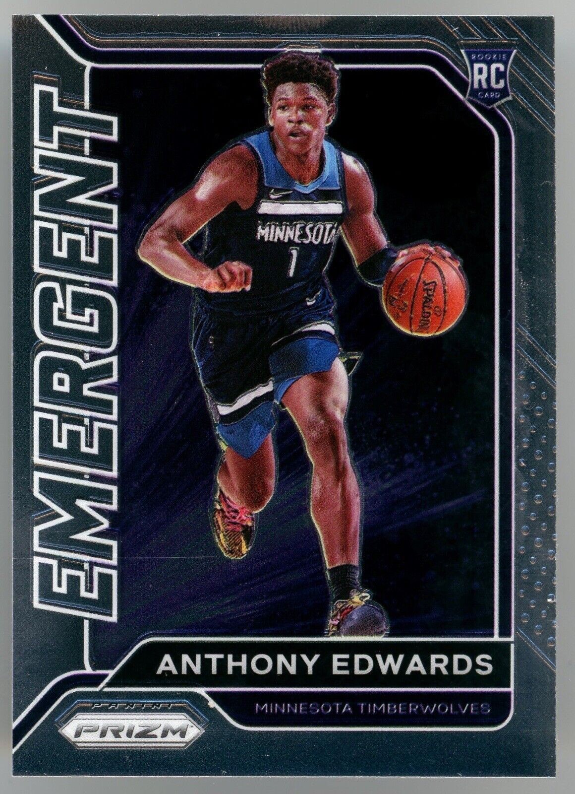 2020-21 Prizm EMERGENT SILVER #3 Anthony Edwards MINNESOTA TIMBERWOLVES RC