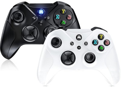 2 Pack Wireless Controllers for PC Android iOS White & Black
