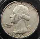 1962 D Washington Quarter Key Date 90% Silver GENUINE Rare 25 Cent  US Coin