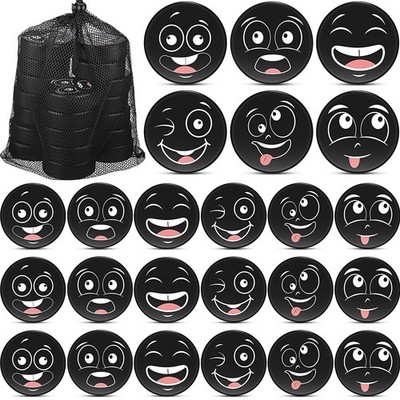 24 Pcs Foam Ice Hockey Pucks 3'' Mini Knee Indoor Emotions Faces Hockey Pucks ...