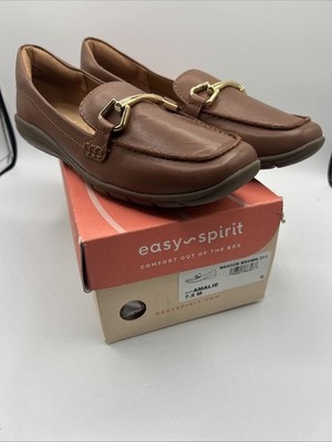 Easy Spirit Women's Semalie eFlex Leather Slip On Loafers Medium Brown Size 7.5M