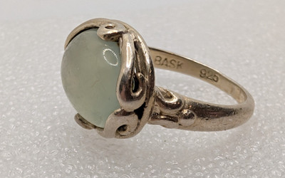 BASK Sterling Silber 925 Cabochon Prehnit Ring Größe 6,25