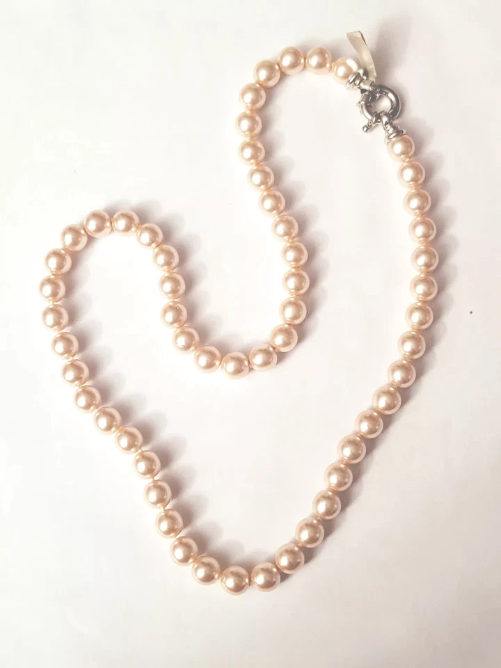 Original Mallorca Muschelkernperlen Kette 60 cm lang, Champagner, Neu  L624