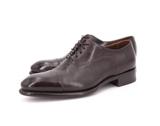 $1350 | SANTONI 8.5 D GOODYEAR WELT BURNISHED POLISHED BROWN OXFORD BALMORAL