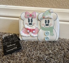 Loungefly Disney Mickey  Minnie Mouse Pastel Snowman Winter Holiday Wallet
