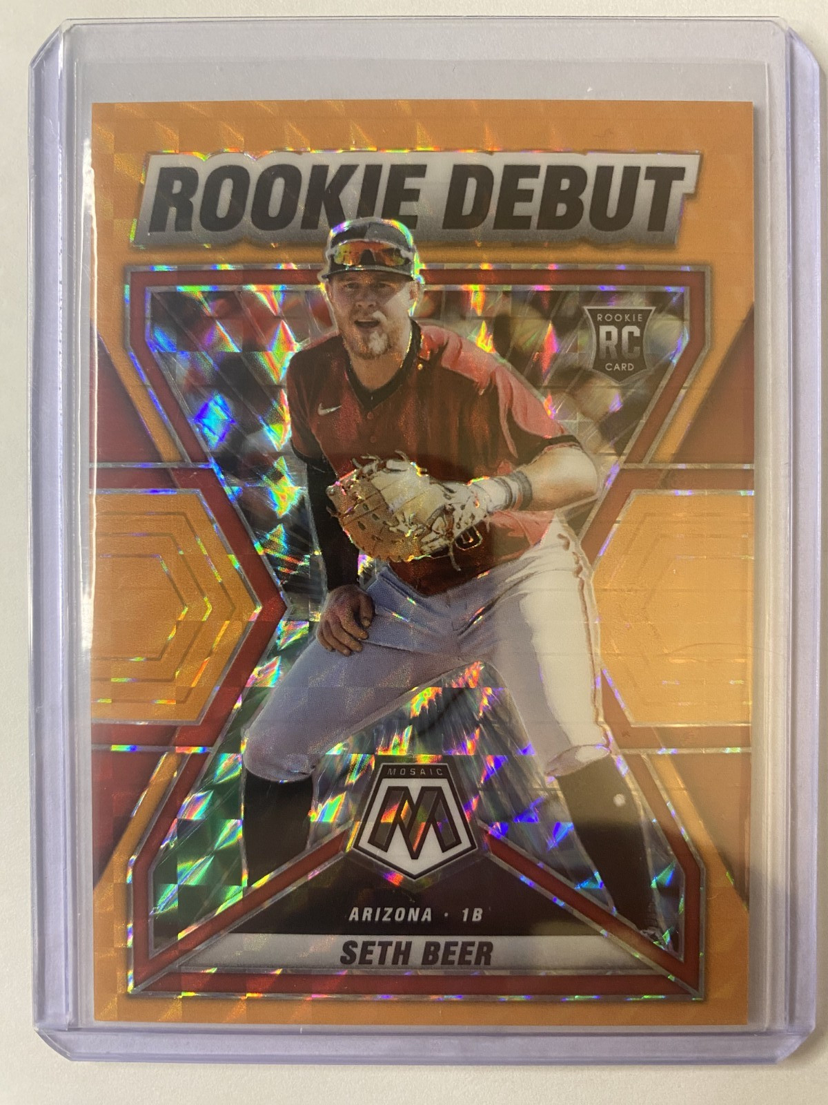 2022 Panini Mosaic Seth Beer Rookie Debut #RD-19 - Orange Reactive Mosaic /99 RC
